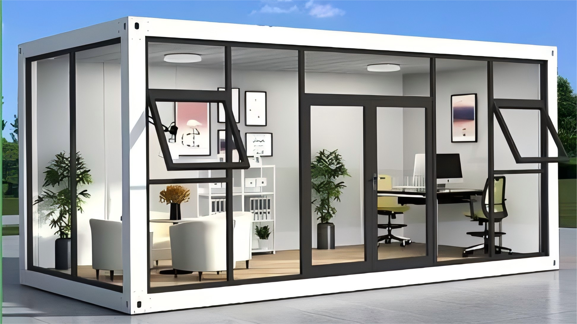 Modern Modular Office Container with Glass Facade